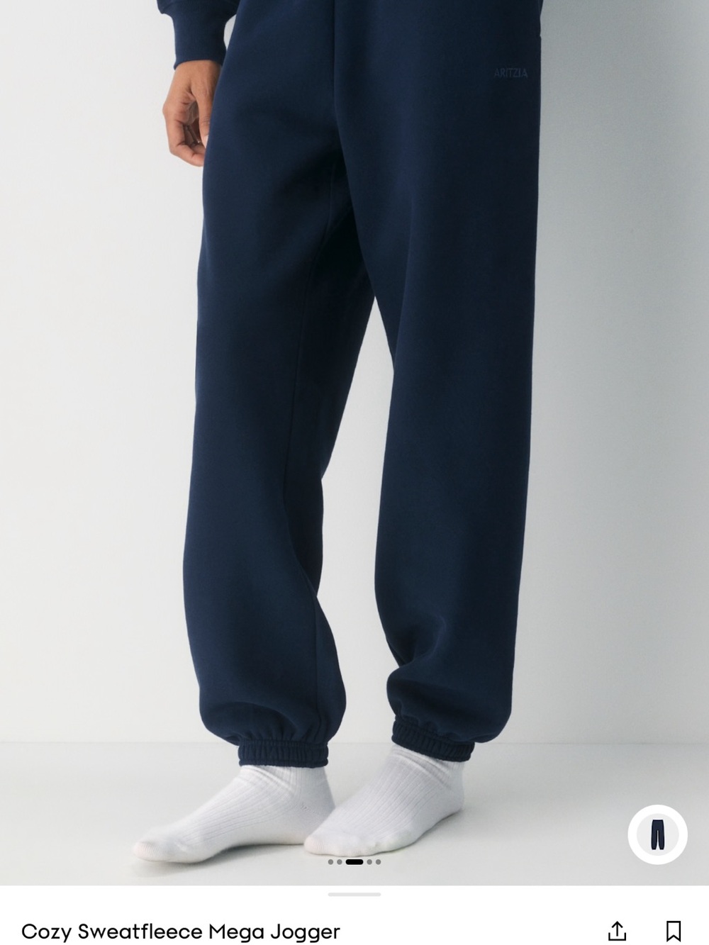 Aritzia Navy Relaxed Sweatfleece Joggers
